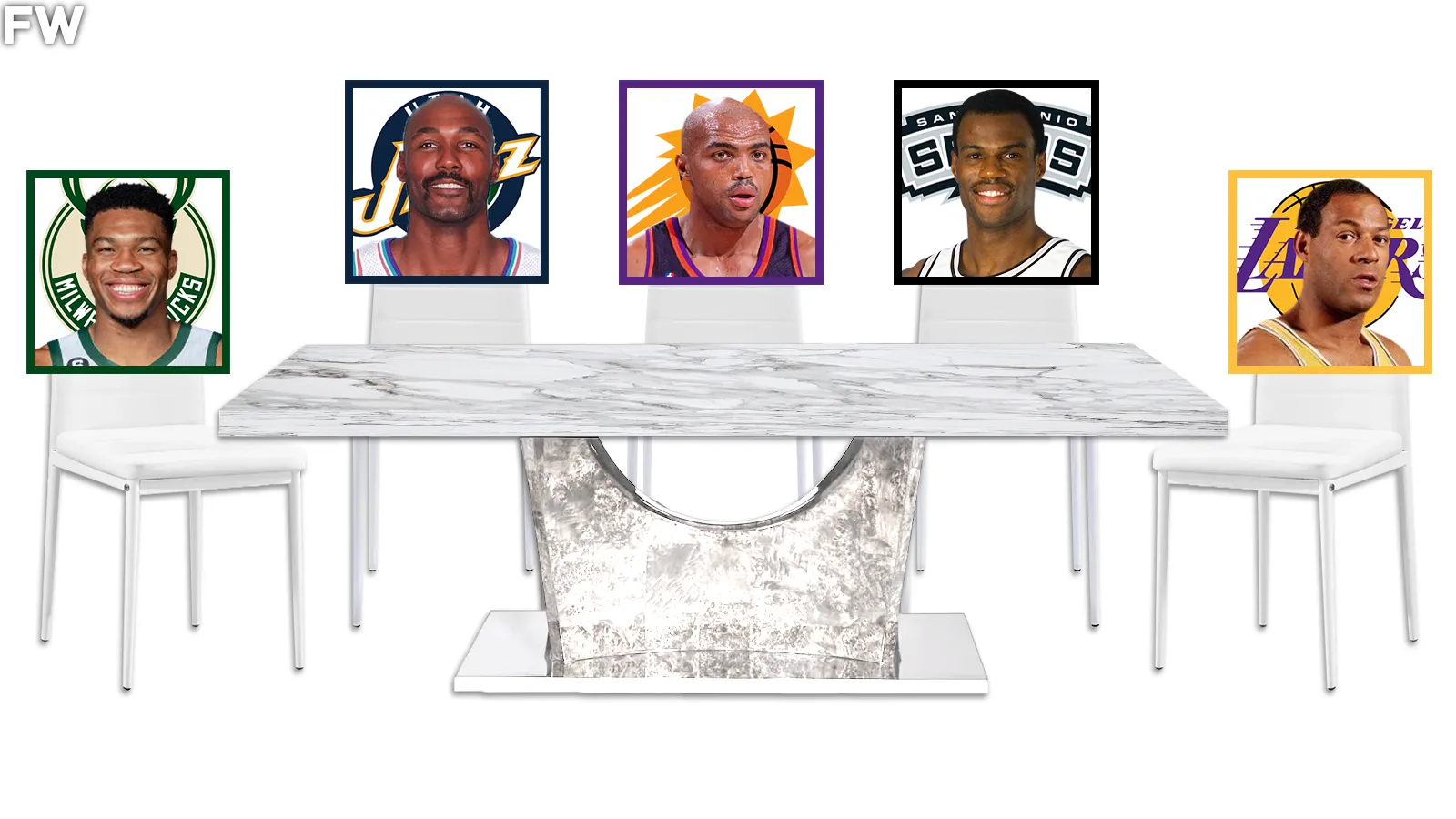 Table No. 5 - Giannis Antetokounmpo, Karl Malone, Charles Barkley, David Robinson, Elgin Baylor