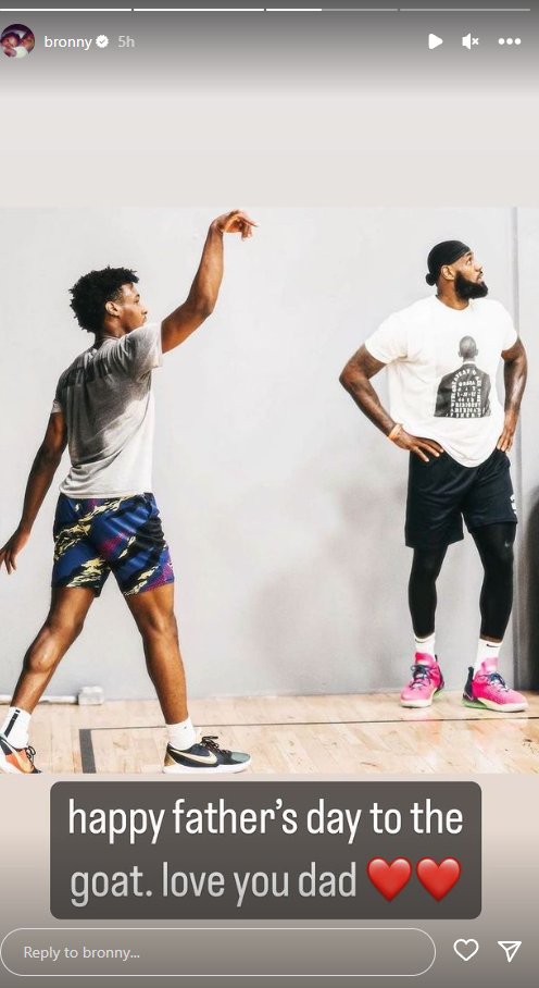 Bronny James Declares LeBron James As The GOAT in His Instagram Story