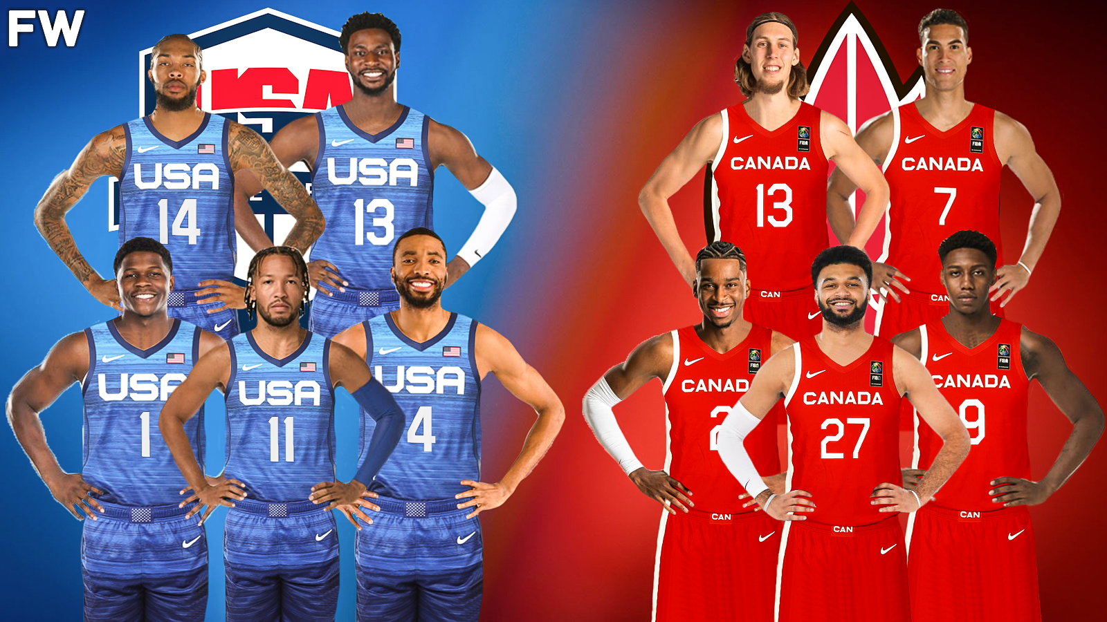 2023 Team USA vs. 2023 Team Canada Starting Lineups