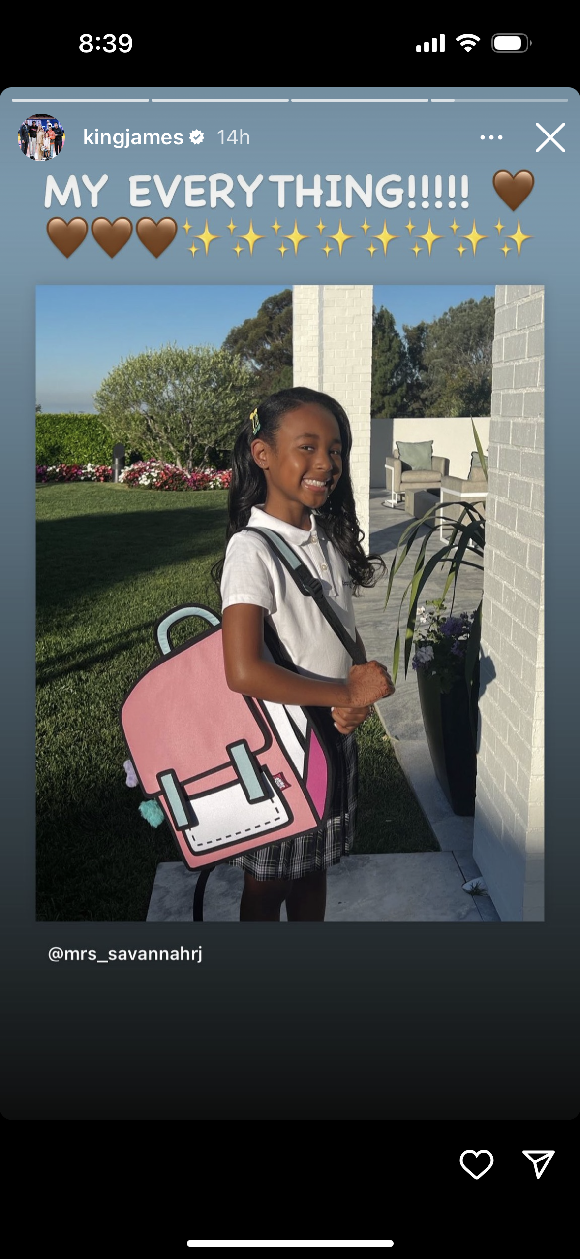 LeBron And Savannah James Have An Emotional Message For Their Daughter Zhuri Starting A New Journey In School