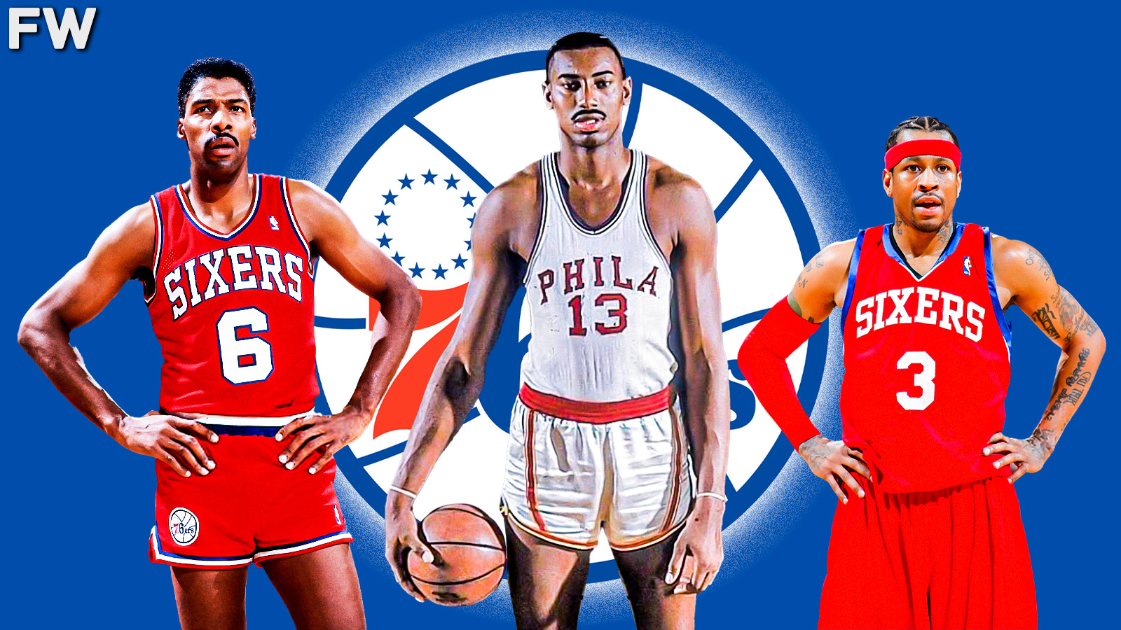 Julius Erving, Wilt Chamberlain, Allen Iverson - Philadelphia 76ers Big 3