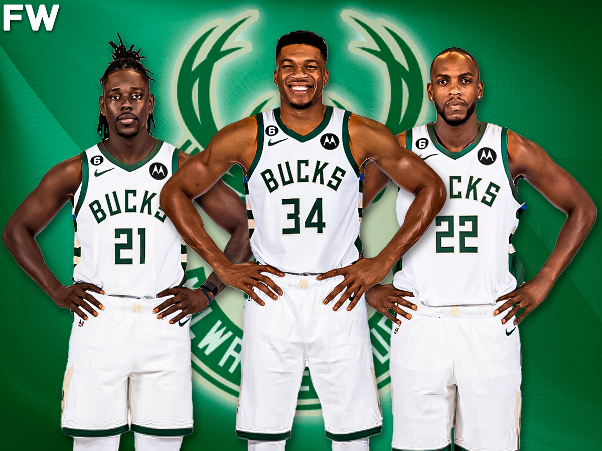 Jrue Holiday, Giannis Antetokounmpo, and Khris Middleton