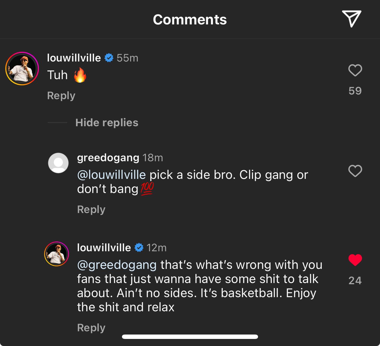 Lou Williams IG LeBron James