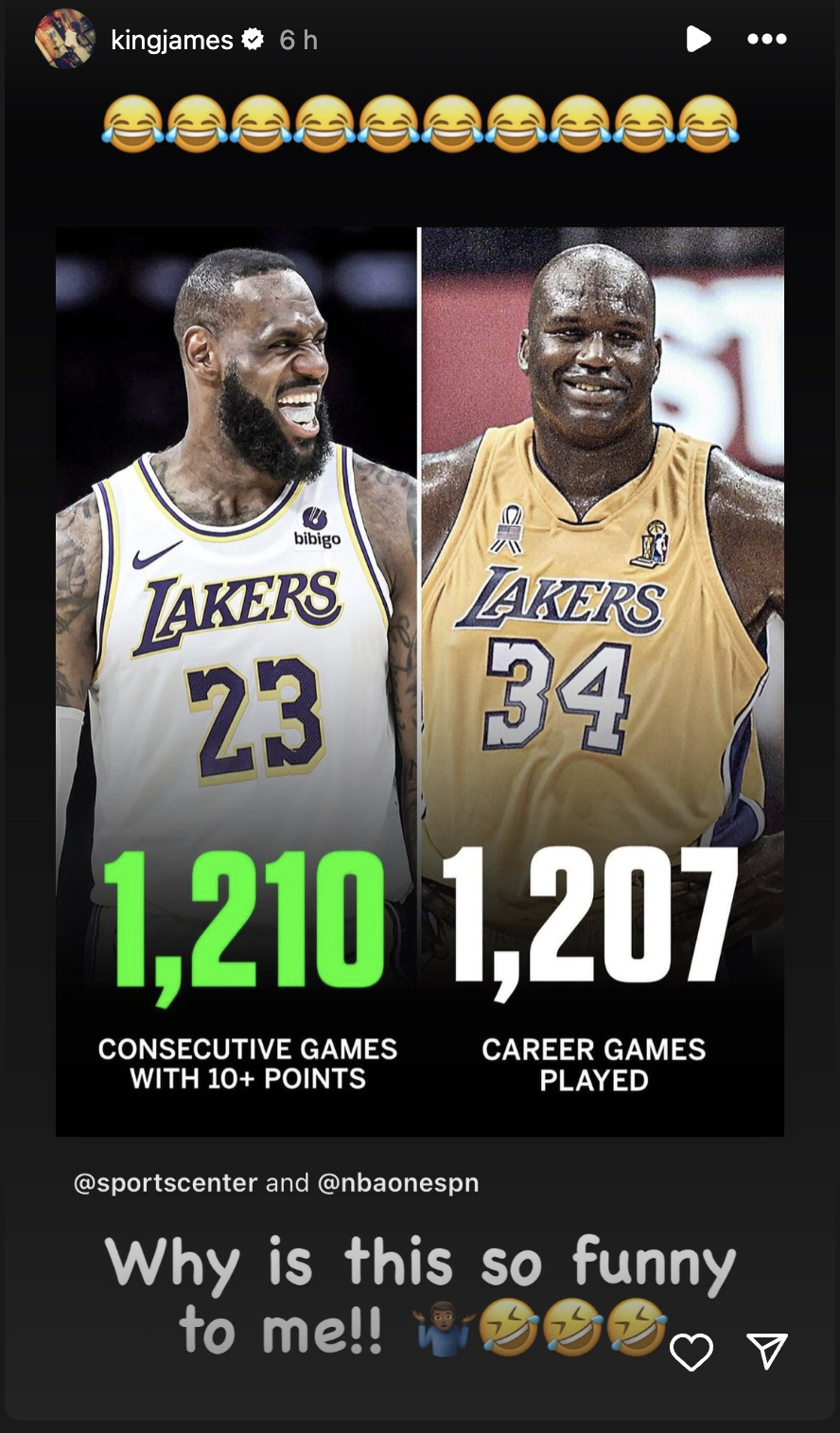 LeBron James Trolls Shaquille O'Neal As His Double-Digit Scoring Streak Is Longer Than Shaq's Career