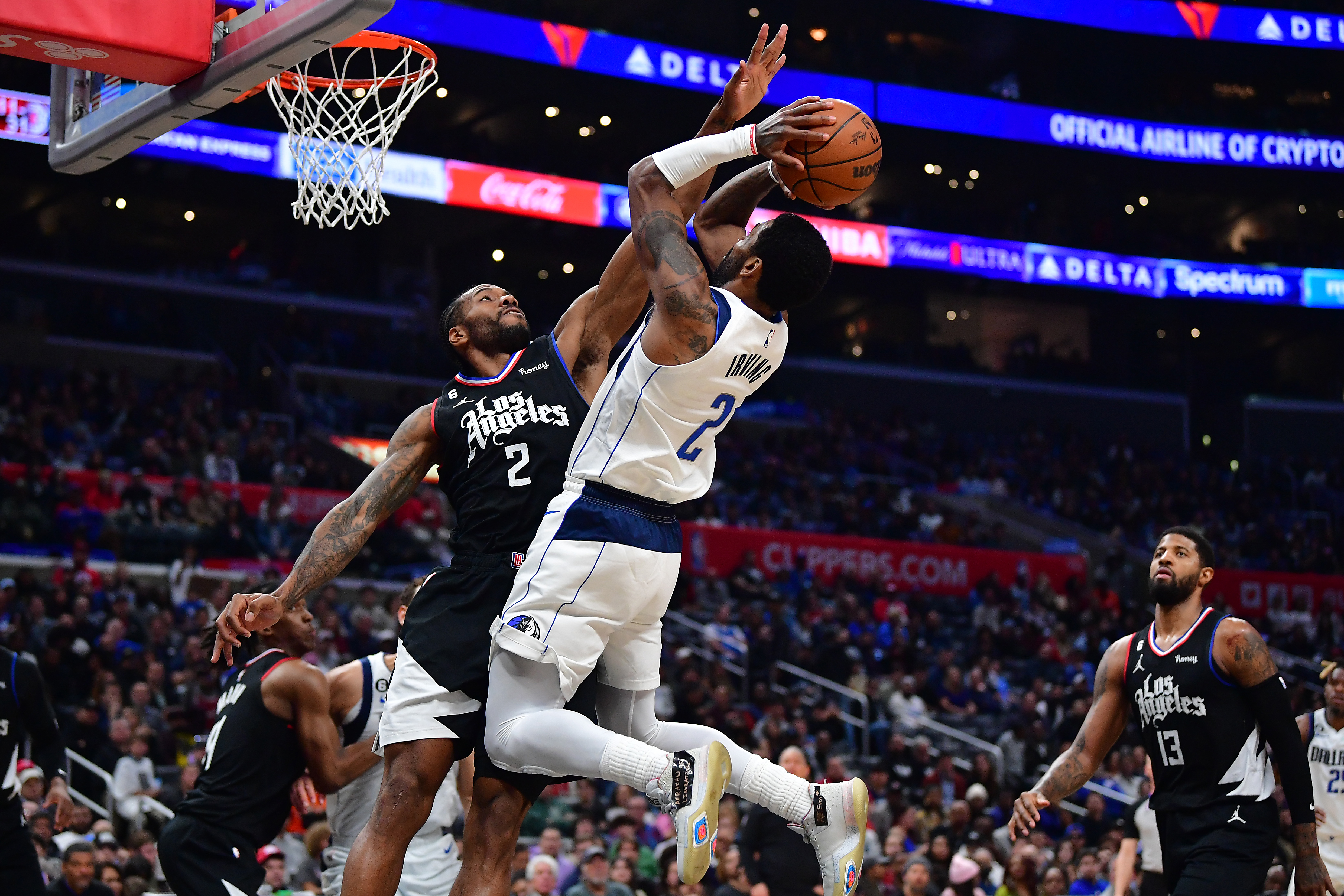 Amazing Video Of Kyrie Irving Scoring Despite Kawhi Leonard Palming The Ball