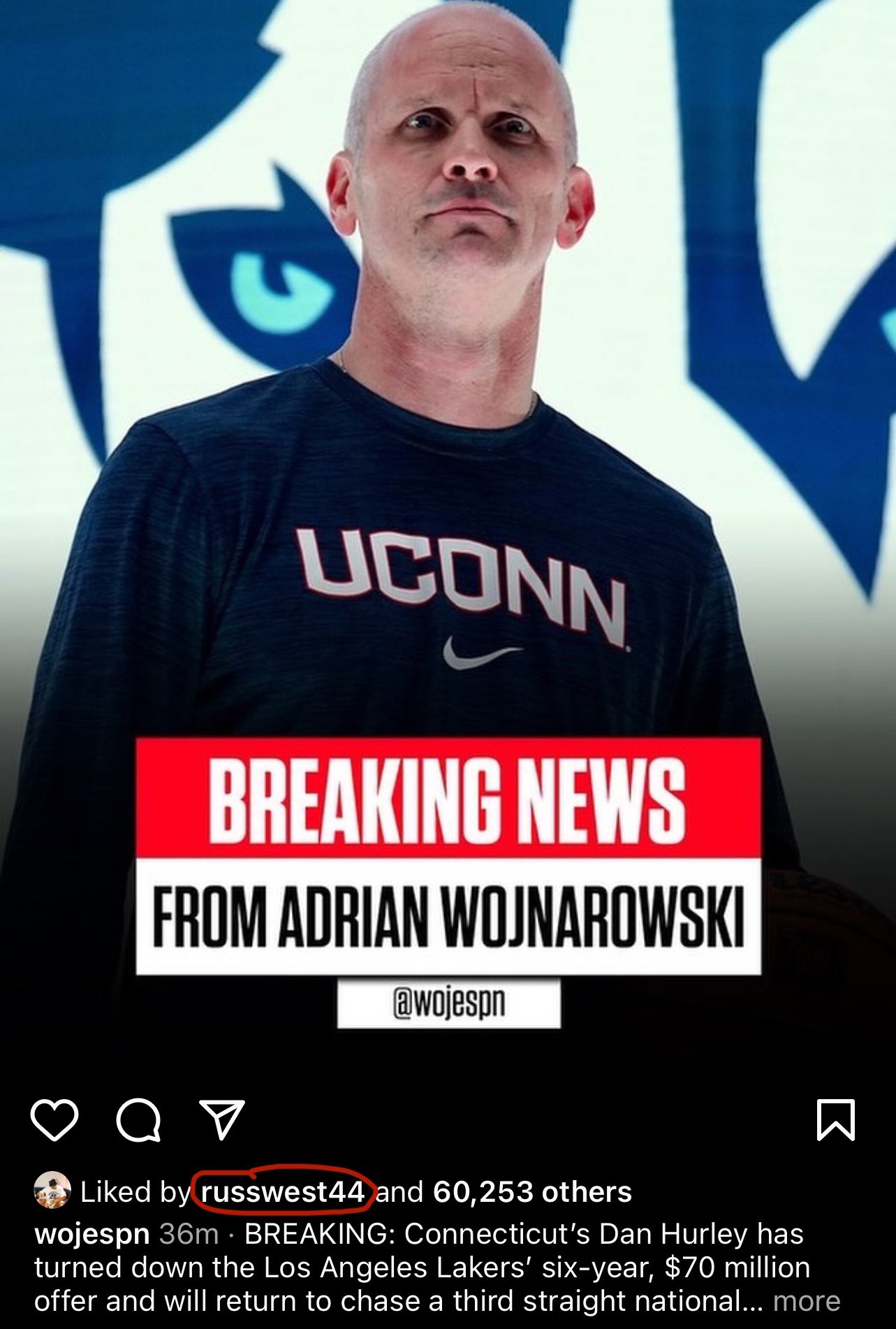 Russell Westbrook Dan Hurley Instagram