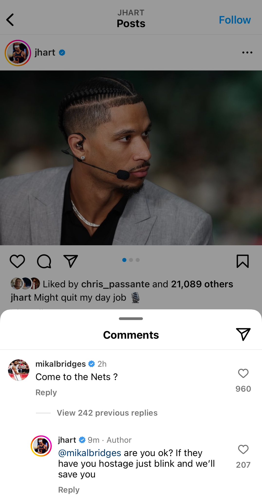Josh Hart Trolls Mikal Bridges For Trying To Recruit Him To The Nets