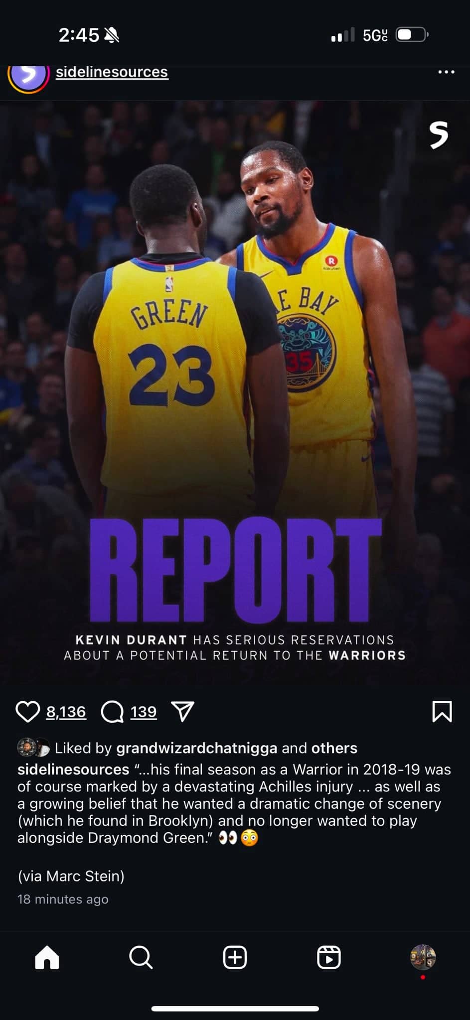 Tony Durant suggests Kevin Durant does not want to play with Draymond Green again.