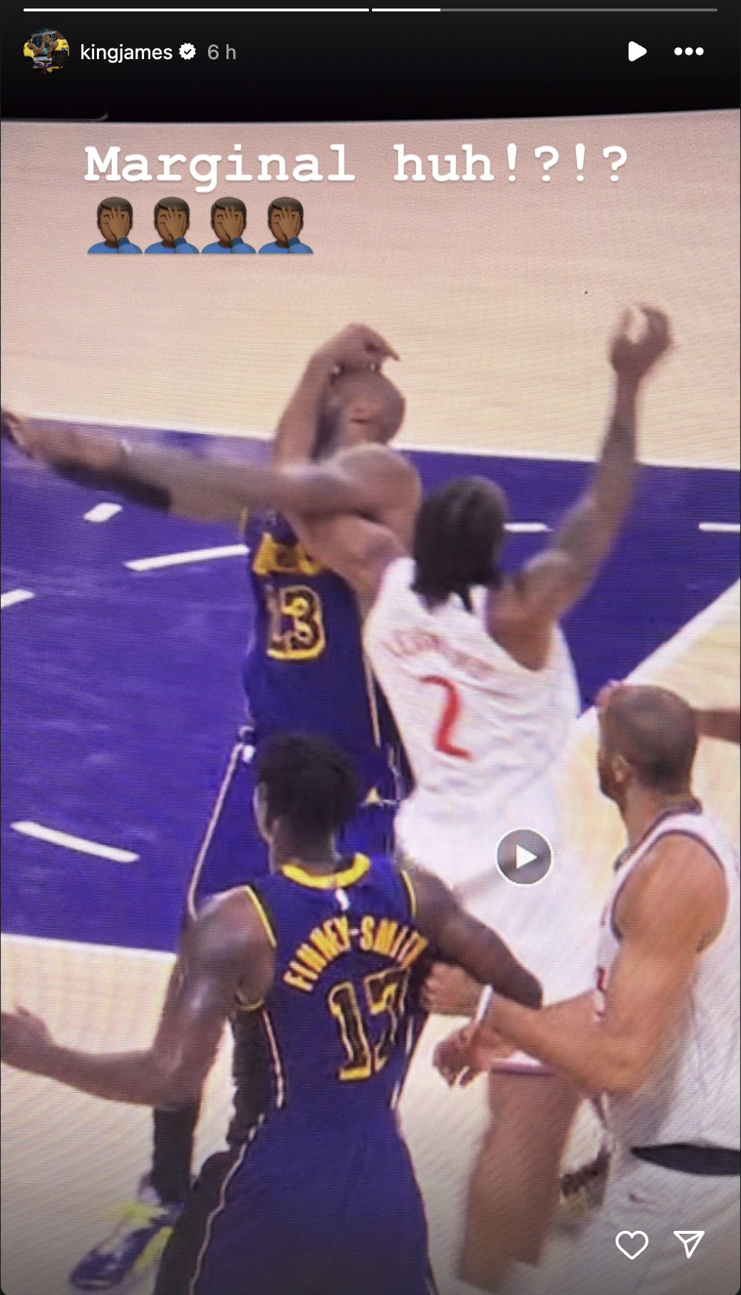 LeBron James' Instagram story.