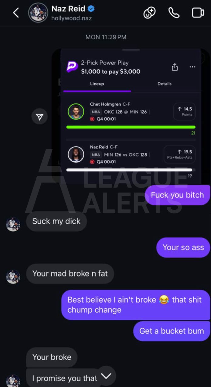 Naz Reid leaked chats with a fan.