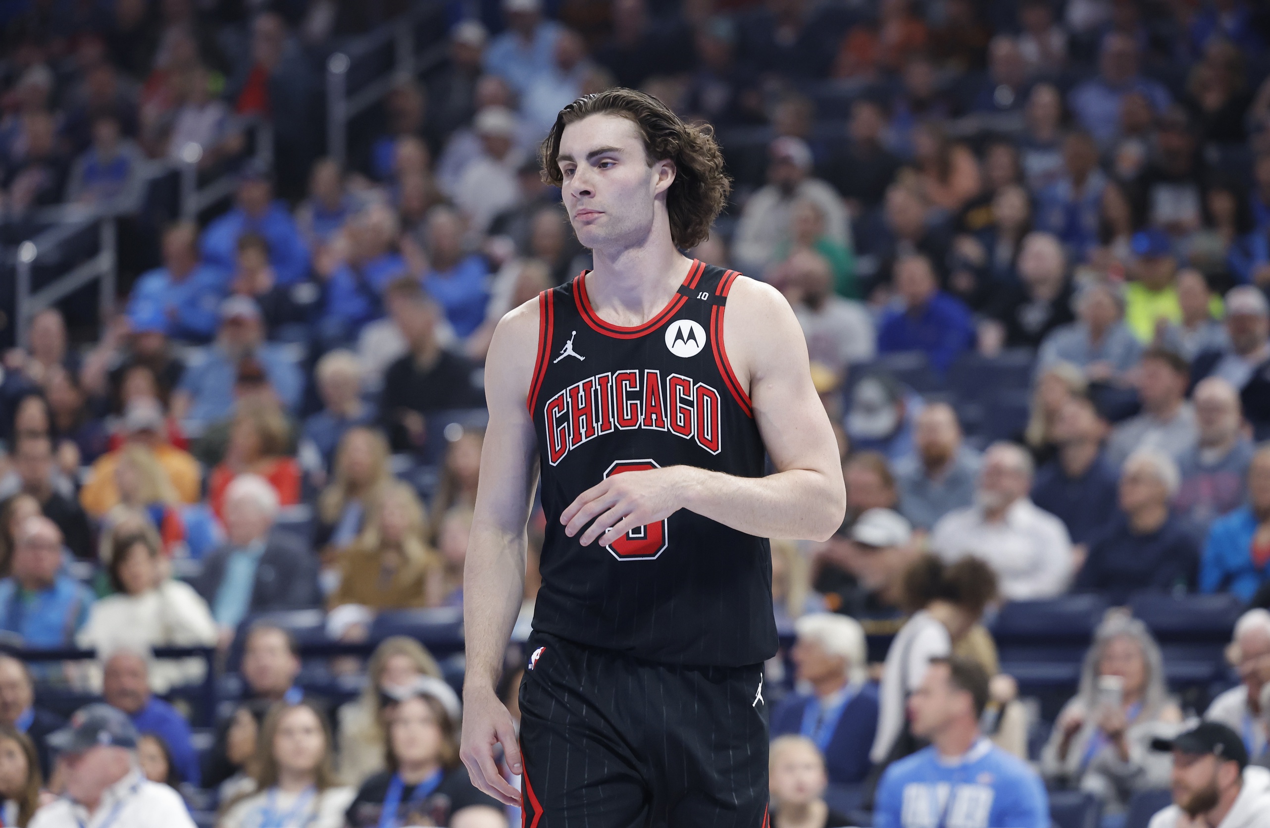 Chicago Bulls guard Josh Giddey (3) stands during the first quarter against the Oklahoma City Thunder at Paycom Center.