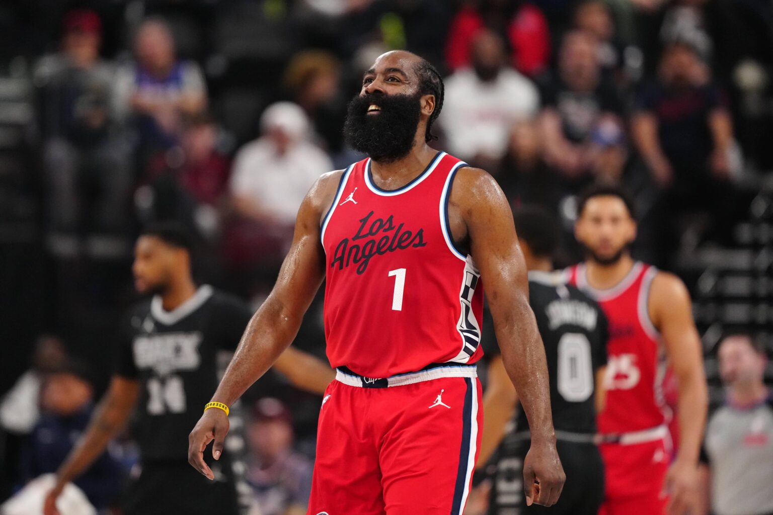 James Harden in action during the Clippers' game.