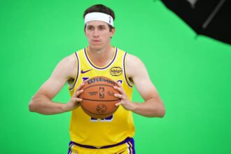 Lakers guard Austin Reaves during media day at UCLA Health Training Center