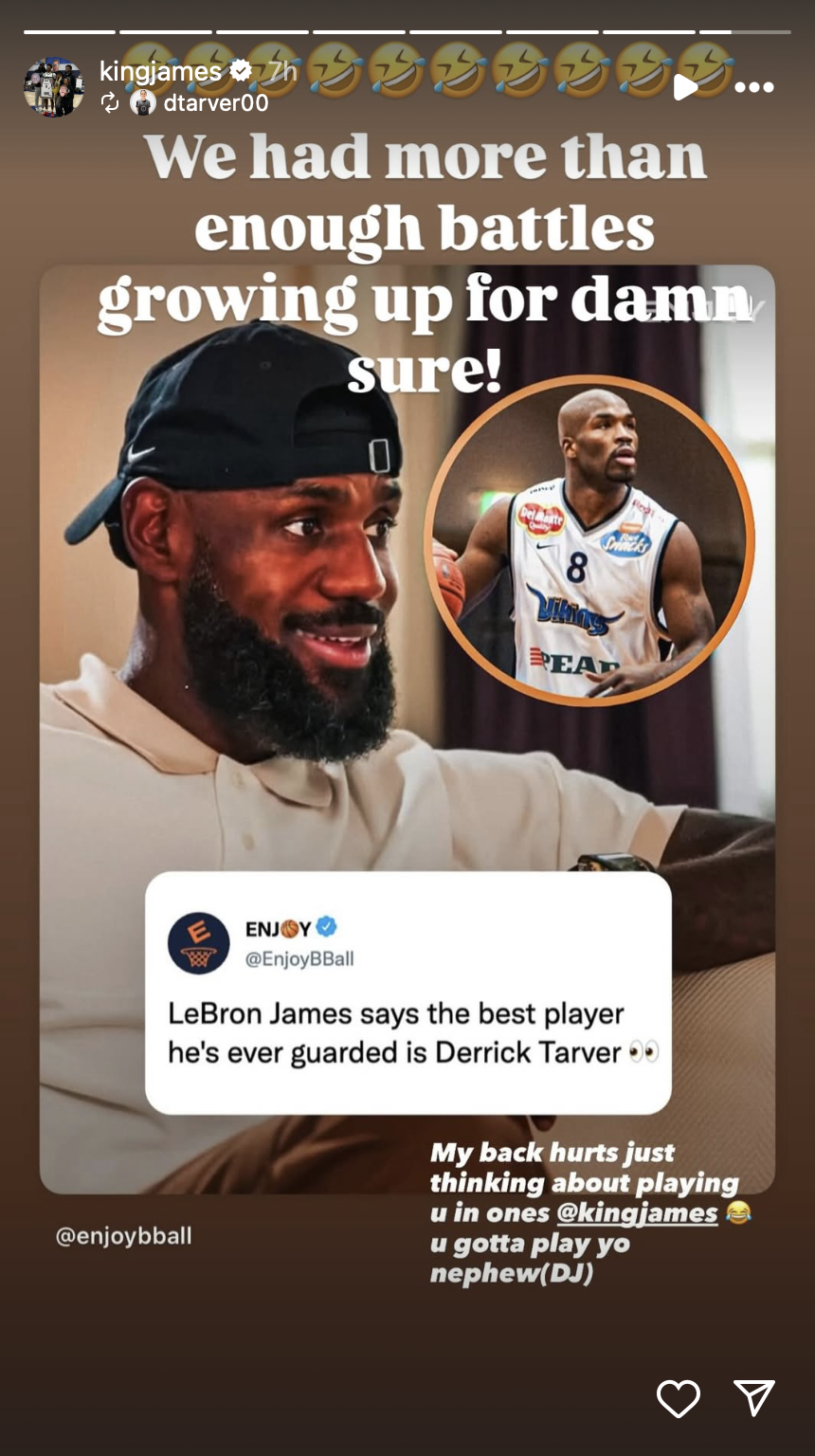 LeBron James' interaction with Derrick Tarver.