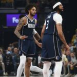 Mavericks center Dereck Lively II and forward Anthony Davis during the first quarter against the Grizzlies at FedExForum