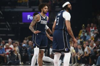 Mavericks center Dereck Lively II and forward Anthony Davis during the first quarter against the Grizzlies at FedExForum