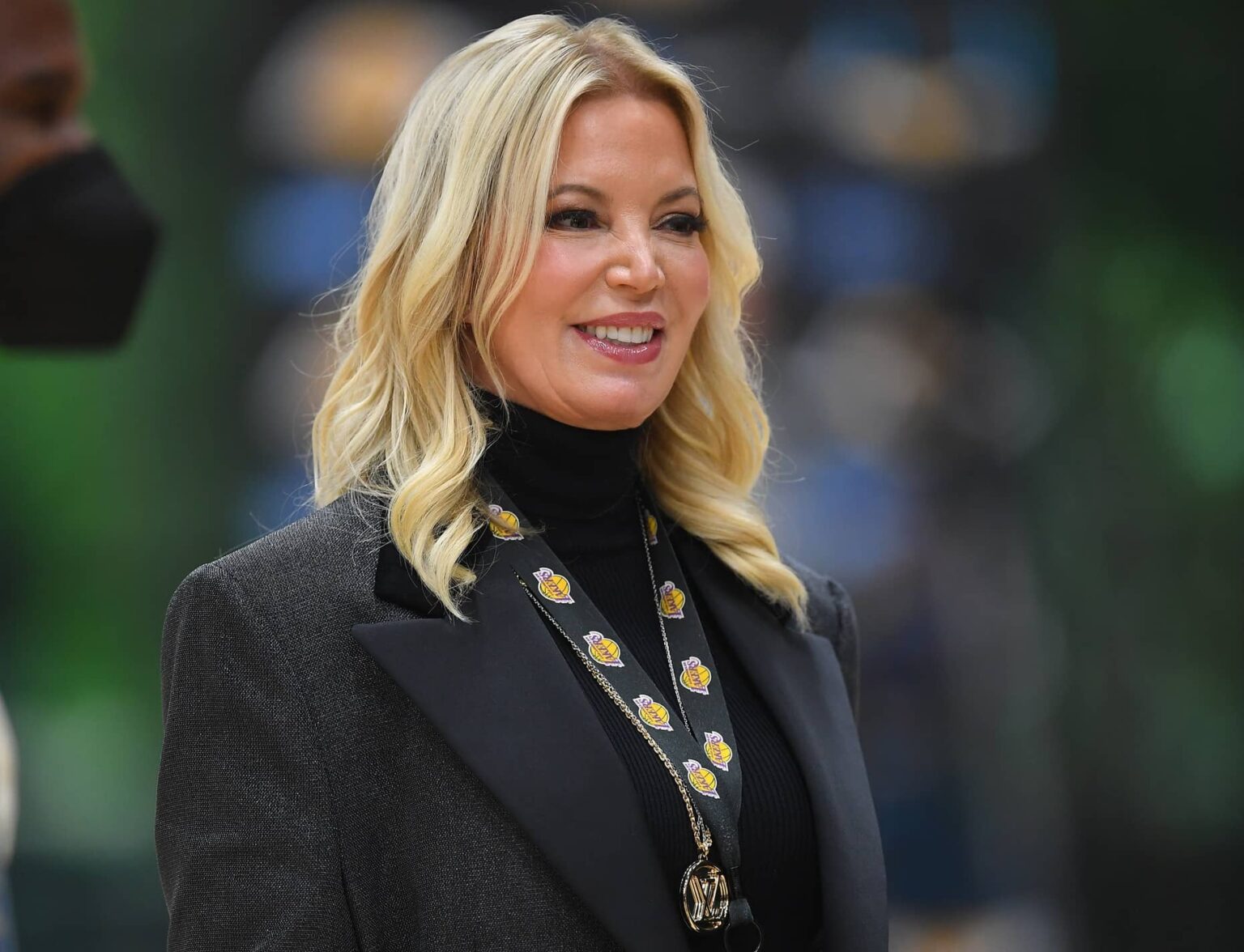 Los Angeles Lakers owner Jeanie Buss attends media day at the UCLA Health and Training Center in El Segundo, Calif.