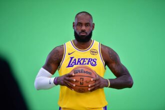 Lakers forward LeBron James (23) during media day at UCLA Health Training Center.