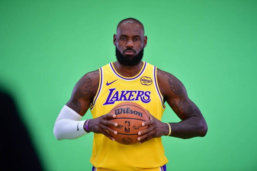Lakers forward LeBron James (23) during media day at UCLA Health Training Center.