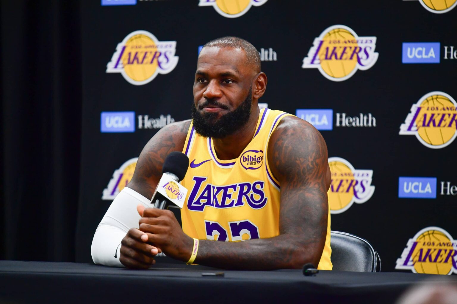 Lakers forward LeBron James during media day at UCLA Health Training Center