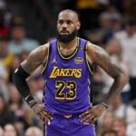 Lakers forward LeBron James during the game between the Mavericks and the Lakers at American Airlines Center