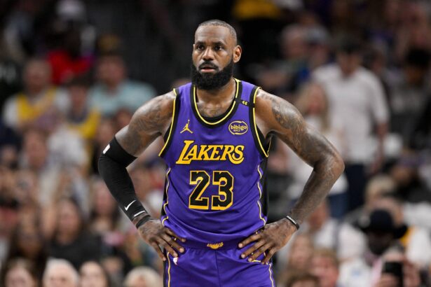 Lakers forward LeBron James during the game between the Mavericks and the Lakers at American Airlines Center