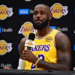 Lakers forward LeBron James during media day at UCLA Health Training Center