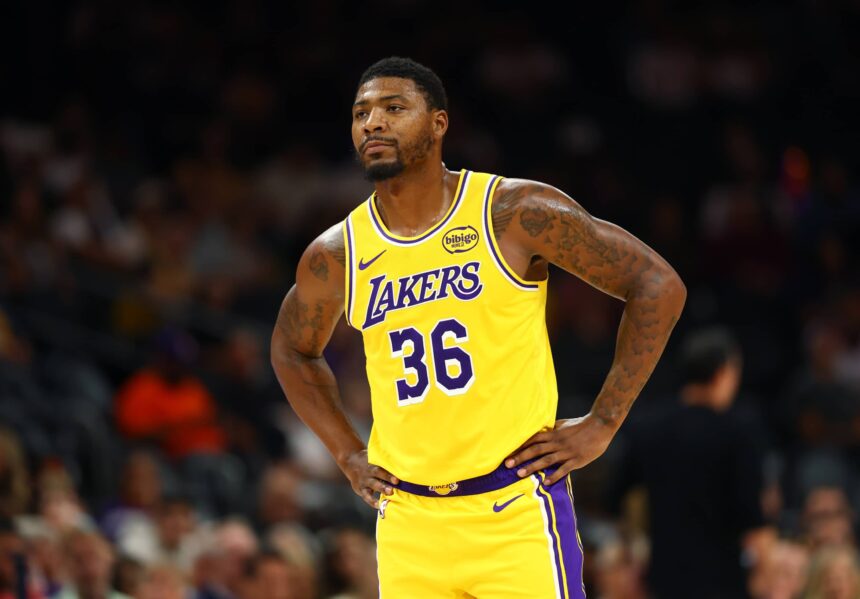 Lakers guard Marcus Smart against the Suns during an NBA preseason game at Mortgage Matchup Center