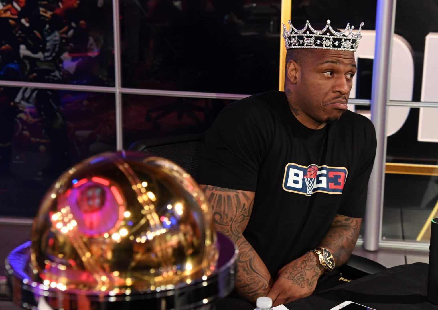 Rashad McCants reacts during the BIG3 League draft at at the Fox Sports Studio