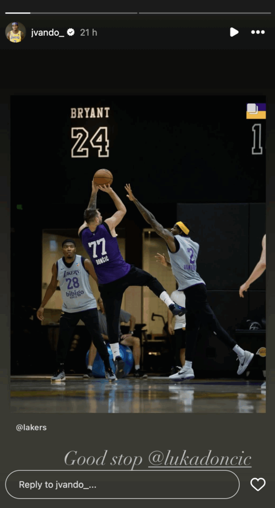 Luka Doncic And Jarred Vanderbilt Go Back And Forth On IG For 1v1 In Practice