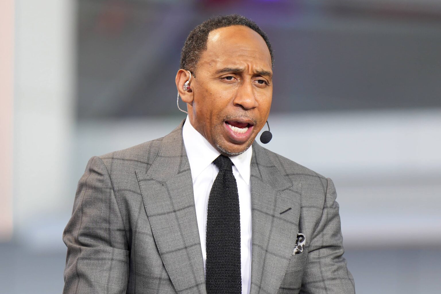 Stephen A. Smith on the ESPN NBA Countdown live set at Intuit Dome
