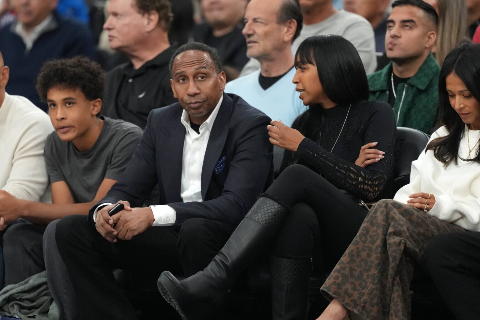 Stephen A. Smith attends game six of first round for the 2025 NBA Playoffs between the Denver Nuggets and the LA Clippers at Intuit Dome