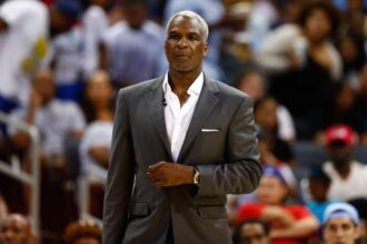 Killer 3s coach Charles Oakley looks on during the game against Power at Spectrum Center.