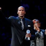 Robert Parish waves to the crowd after receiving the Sports Legacy Award on Monday, Jan. 20, 2020, before a game between the Grizzlies and Pelicans at the FedExForum in downtown Memphis. 012020grizzliespelicansnbabasketball32