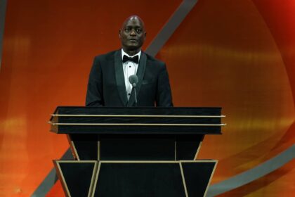 Class of 2024 inductee Michael Cooper speaks during the Naismith Memorial Basketball Hall of Fame Enshrinement at Symphony Hall Springfield.