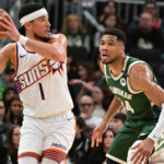 Devin Booker against Giannis Antetokounmpo