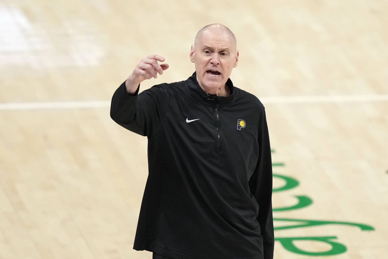 Jun 5, 2025; Oklahoma City, Oklahoma, USA; Indiana Pacers head coach Rick Carlisle reacts after a play against the Oklahoma City Thunder during the third quarter in game one of the 2025 NBA Finals at Paycom Center. Mandatory Credit: Kyle Terada-Imagn Images