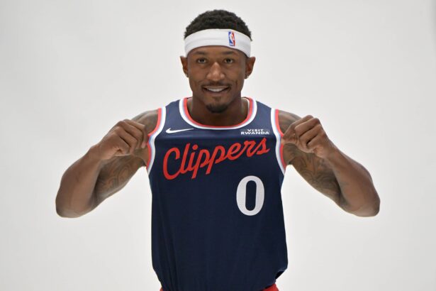 Sep 29, 2025; Inglewood, CA, USA; Los Angeles Clippers guard Bradley Beal (0) photographed during media day at Intuit Dome. Mandatory Credit: Jayne Kamin-Oncea-Imagn Images