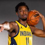 Sep 29, 2025; Indianapolis, IN, USA; Indiana Pacers center James Wiseman (11) poses for a photo during media day. Mandatory Credit: Trevor Ruszkowski-Imagn Images
