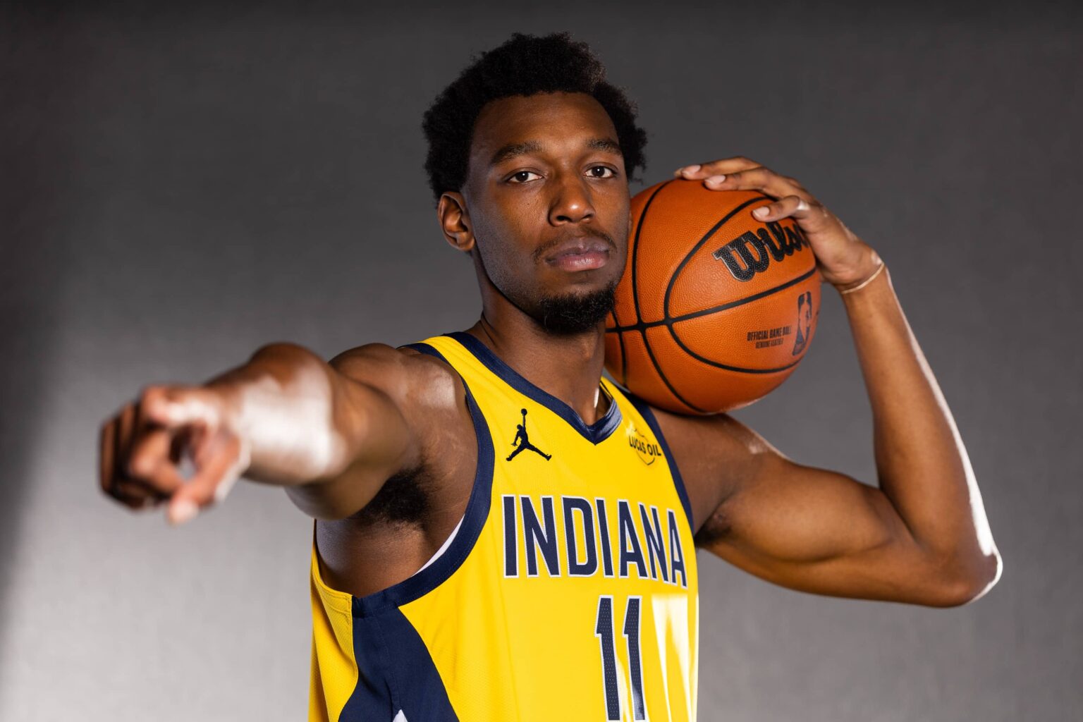 Sep 29, 2025; Indianapolis, IN, USA; Indiana Pacers center James Wiseman (11) poses for a photo during media day. Mandatory Credit: Trevor Ruszkowski-Imagn Images