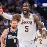 Sacramento, California, USA; Los Angeles Lakers center Deandre Ayton (5) reacts to a call during the fourth quarter of the game against the Sacramento Kings at Golden 1 Center. Mandatory Credit: Ed Szczepanski-Imagn Images