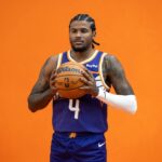 Phoenix, AZ, USA; Phoenix Suns guard Jalen Green (4) poses for portrait during Media Day at PHX Arena. Mandatory Credit: Mark J. Rebilas-Imagn Images