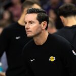 Phoenix, Arizona, USA; Los Angeles Lakers head coach JJ Redick against the Phoenix Suns during an NBA preseason game at Mortgage Matchup Center. Mandatory Credit: Mark J. Rebilas-Imagn Images