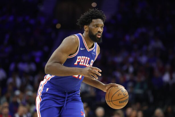 Philadelphia, Pennsylvania, USA; Philadelphia 76ers center Joel Embiid (21) controls the ball against the Charlotte Hornets during the first quarter at Xfinity Mobile Arena. Mandatory Credit: Bill Streicher-Imagn Images