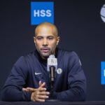 Brooklyn, NY, USA; Brooklyn Nets head coach Jordi Fernandez speaks at Media Day. Mandatory Credit: Wendell Cruz-Imagn Images