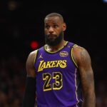 Phoenix, Arizona, USA; Los Angeles Lakers forward LeBron James (23) against the Phoenix Suns at Footprint Center. Mandatory Credit: Mark J. Rebilas-Imagn Images