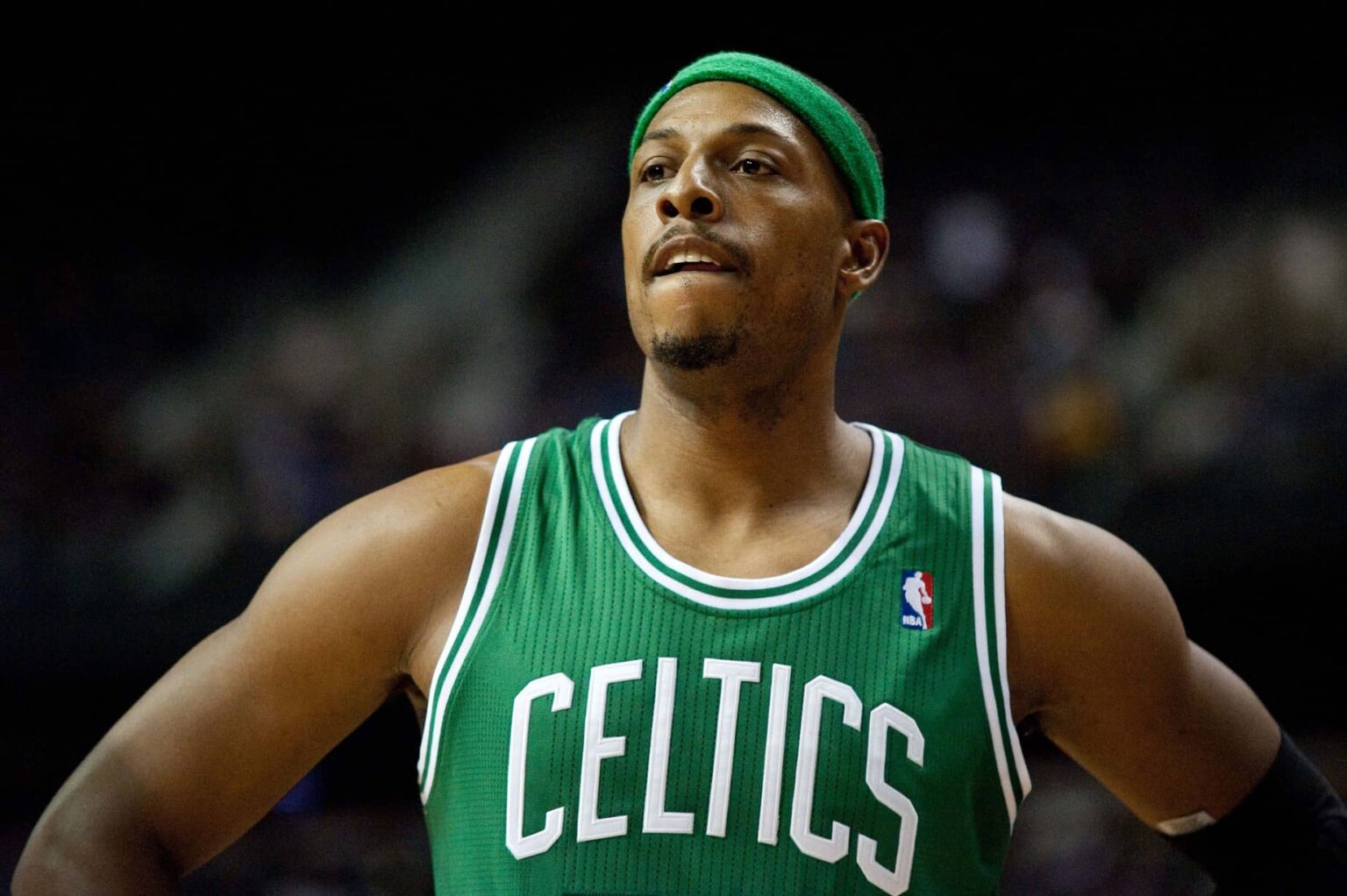 Auburn Hills, MI, USA; Boston Celtics small forward Paul Pierce (34) during the second quarter against the Detroit Pistons at The Palace. Mandatory Credit: Tim Fuller-Imagn Images