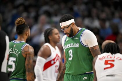 Oct 26, 2025; Dallas, Texas, USA; Dallas Mavericks forward Anthony Davis (3) looks on during the game between the Mavericks and the Raptors at the American Airlines Center. Mandatory Credit: Jerome Miron-Imagn Images