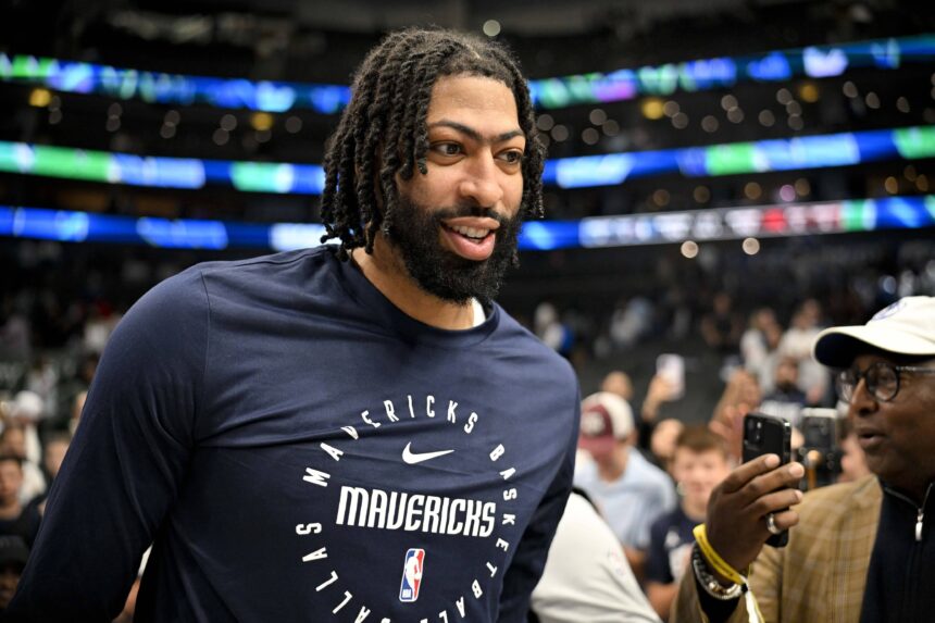 Dallas Mavericks forward Anthony Davis (3) walks off the court after the game against the Toronto Raptors at the American Airlines Center.