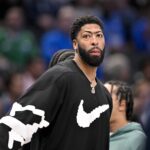 Dallas Mavericks forward Anthony Davis (3) looks on during the second half against the Memphis Grizzlies at the American Airlines Center.